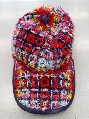Gucci Multicolor Tweed Women’s Cap in Red, Purple & Yellow